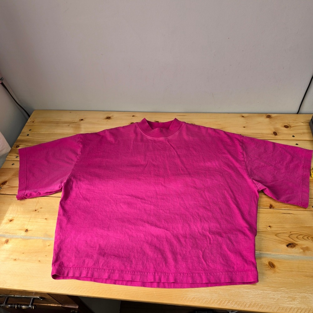 COS Boxy Mock Neck T-Shirt Womens Large Pink Oversized Cotton Minimalist - Picture 11 of 14
